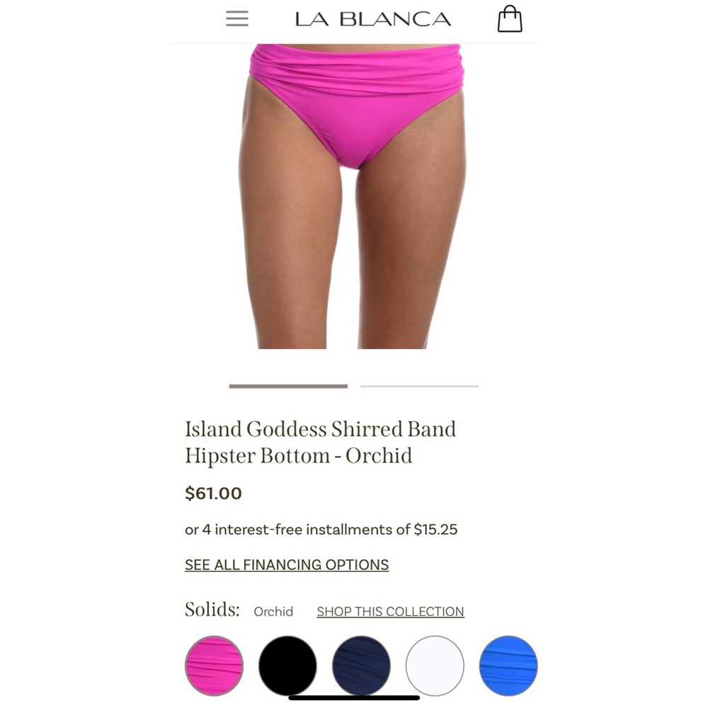 La Blanca by Rod Beattie Island Goddess Shirred Band
Hipster Bikini Bottom